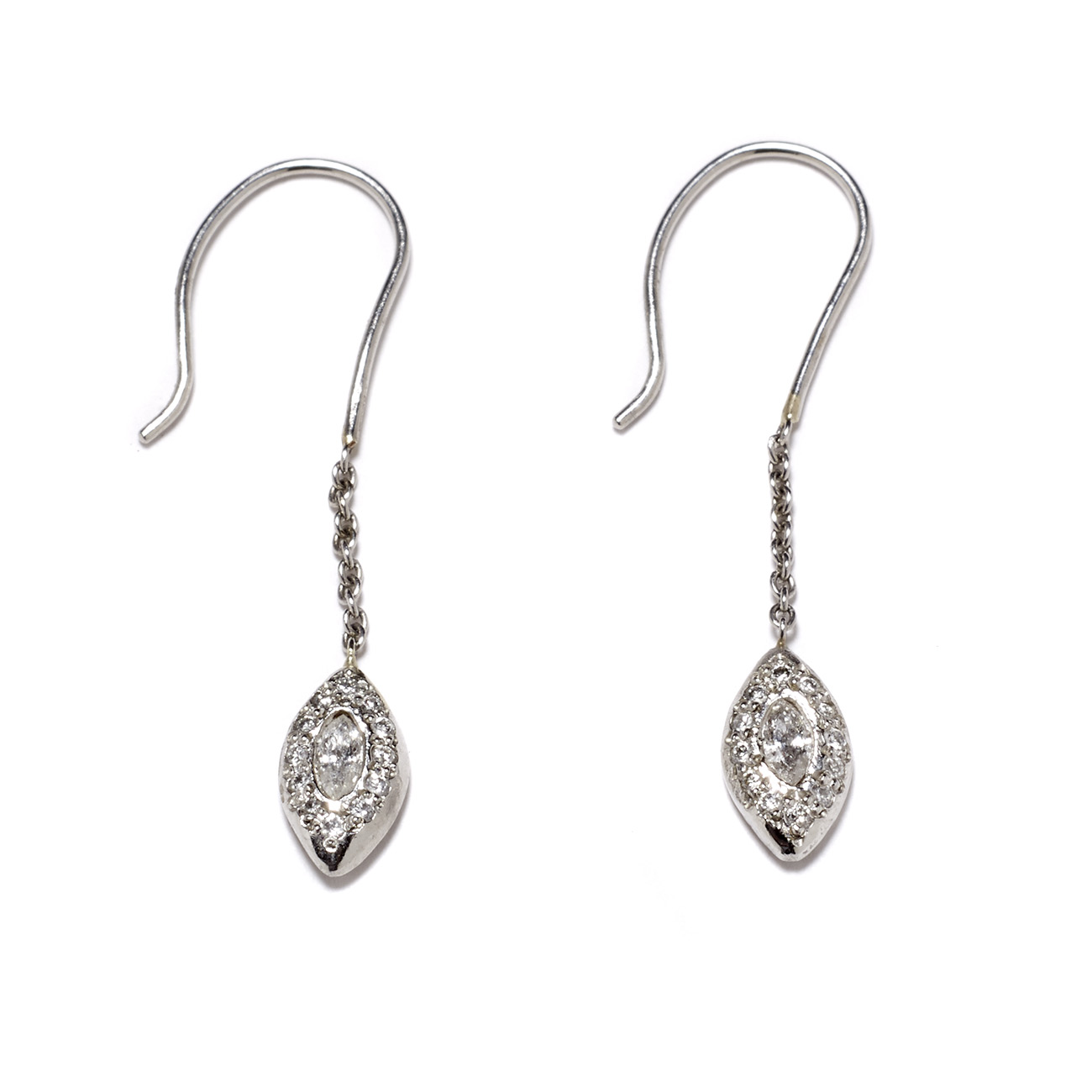 platinum marquis eye dangling earrings