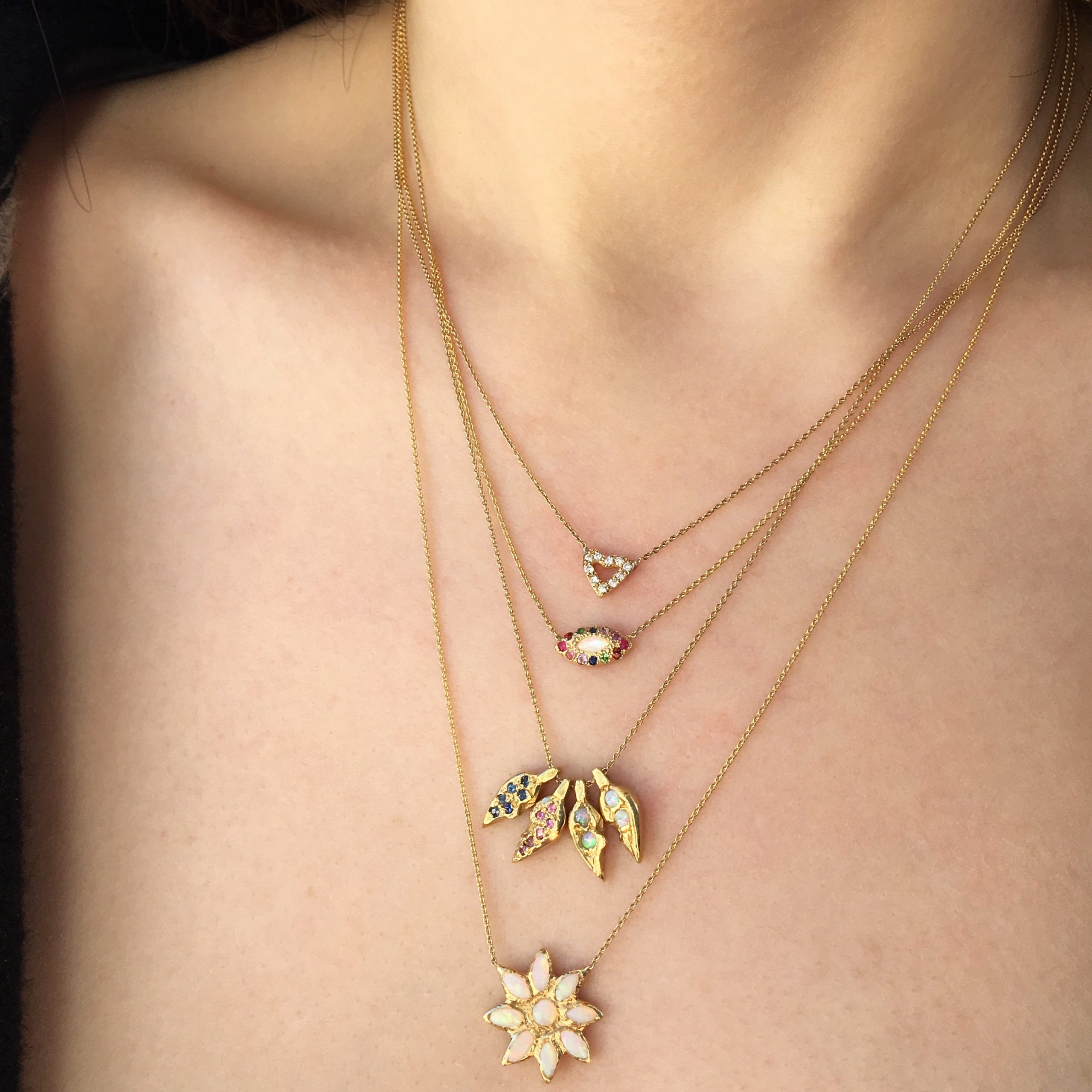 Opal Multicolor Marquis Eye Necklace