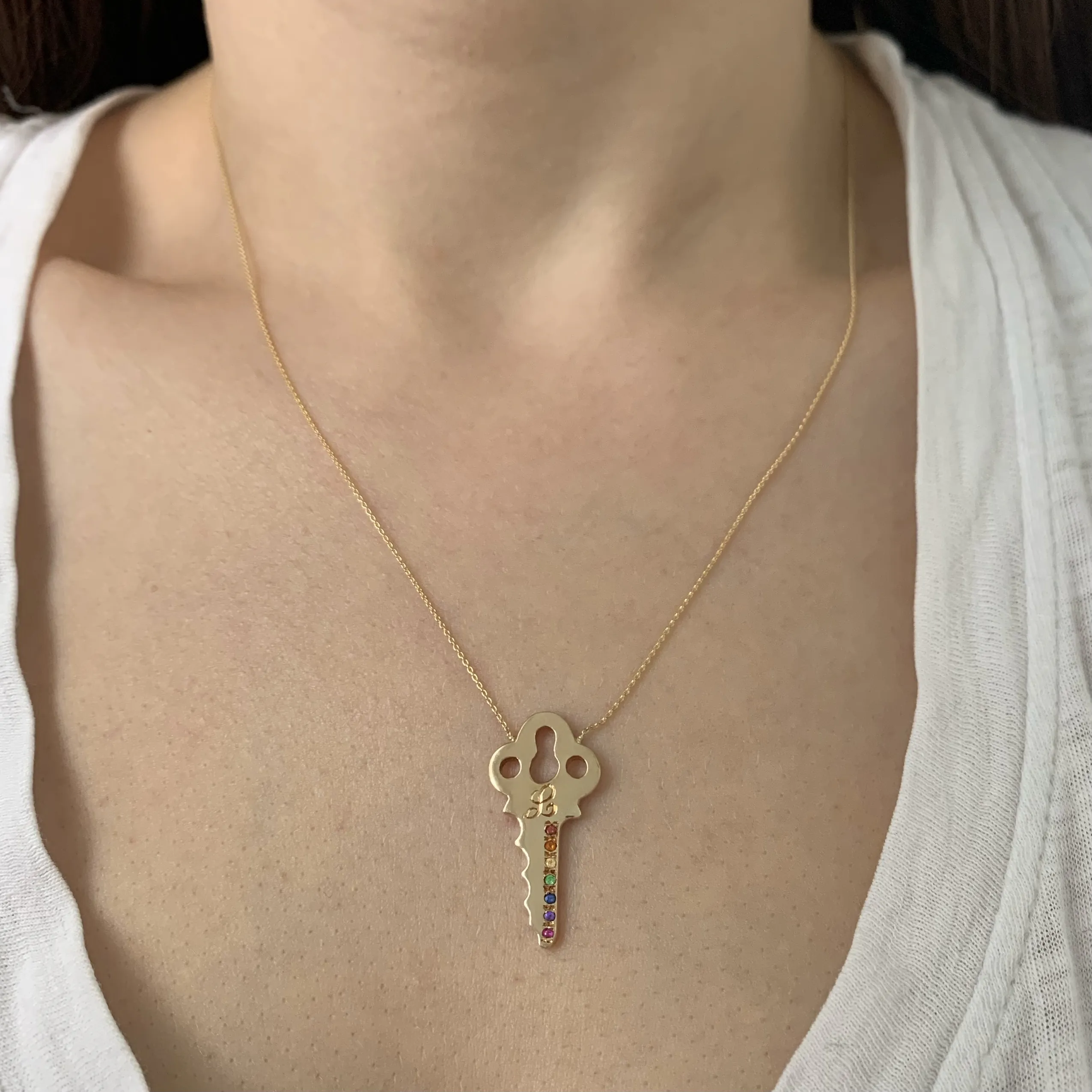 Rainbow Key Necklace