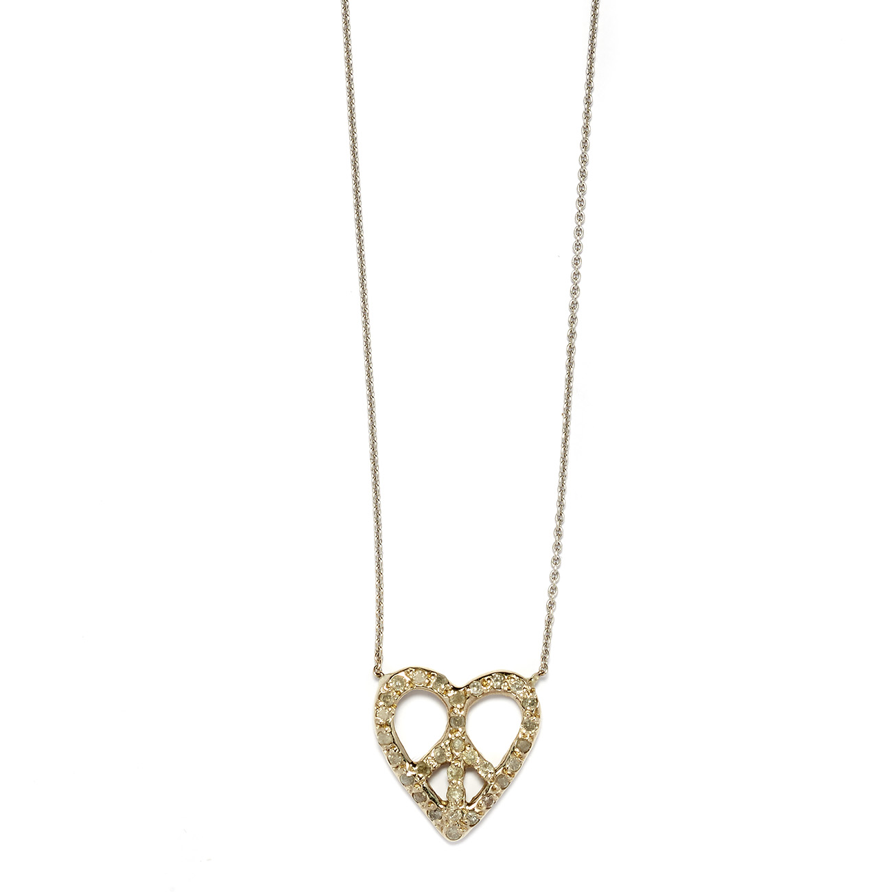 Elisa Solomon - White Gold Peace Heart Necklace