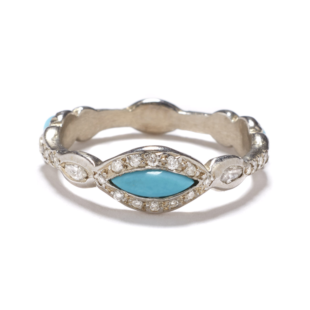 White Gold Turquoise  Eye Ring  Elisa Solomon Jewelry