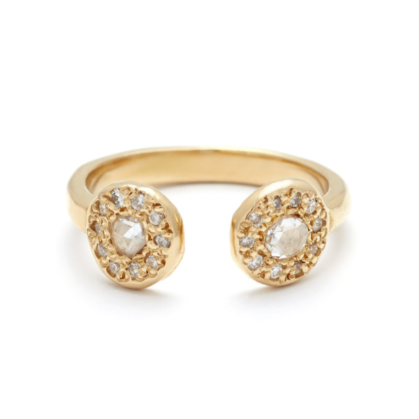 Diamond Disks Cuff Ring