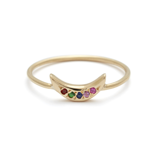 Rainbow Mini Moon Ring