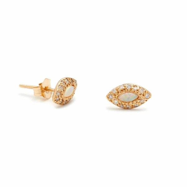 Yellow Gold Marquis Eye Studs Elisa Solomon Jewelry
