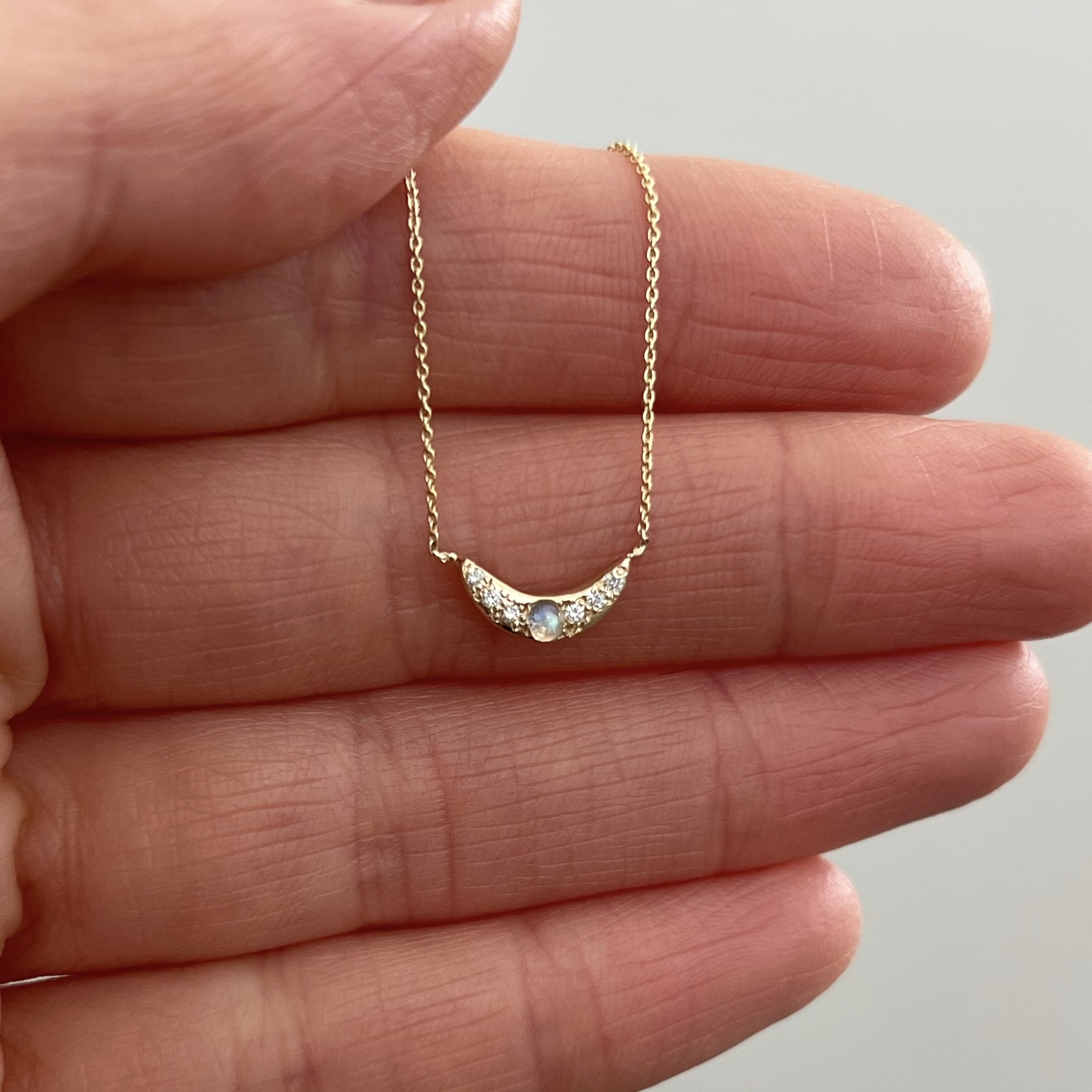Diamond Pavè Moon Necklace – MAC Designs