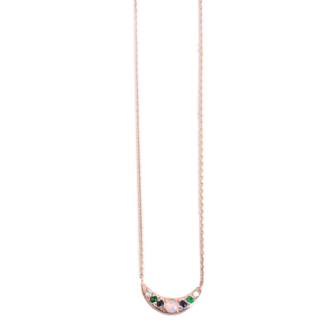 Pink Gold Mini Moon Necklace - Elisa Solomon Jewelry
