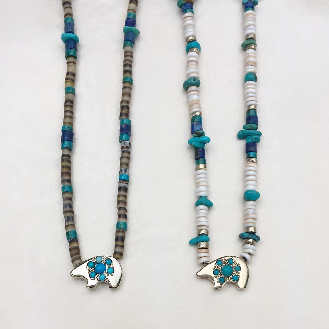 handmade custom beaded bear necklaces