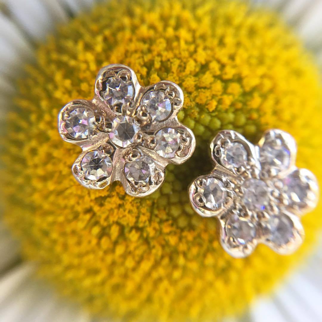 diamond daisy petal stud earrings