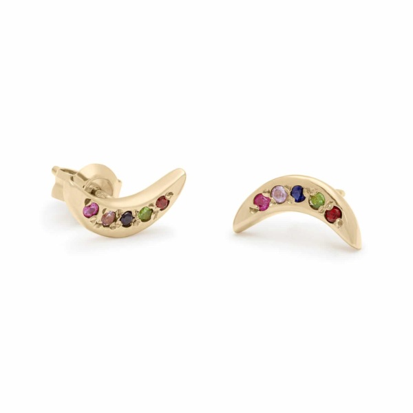 Rainbow Mini Moon Studs