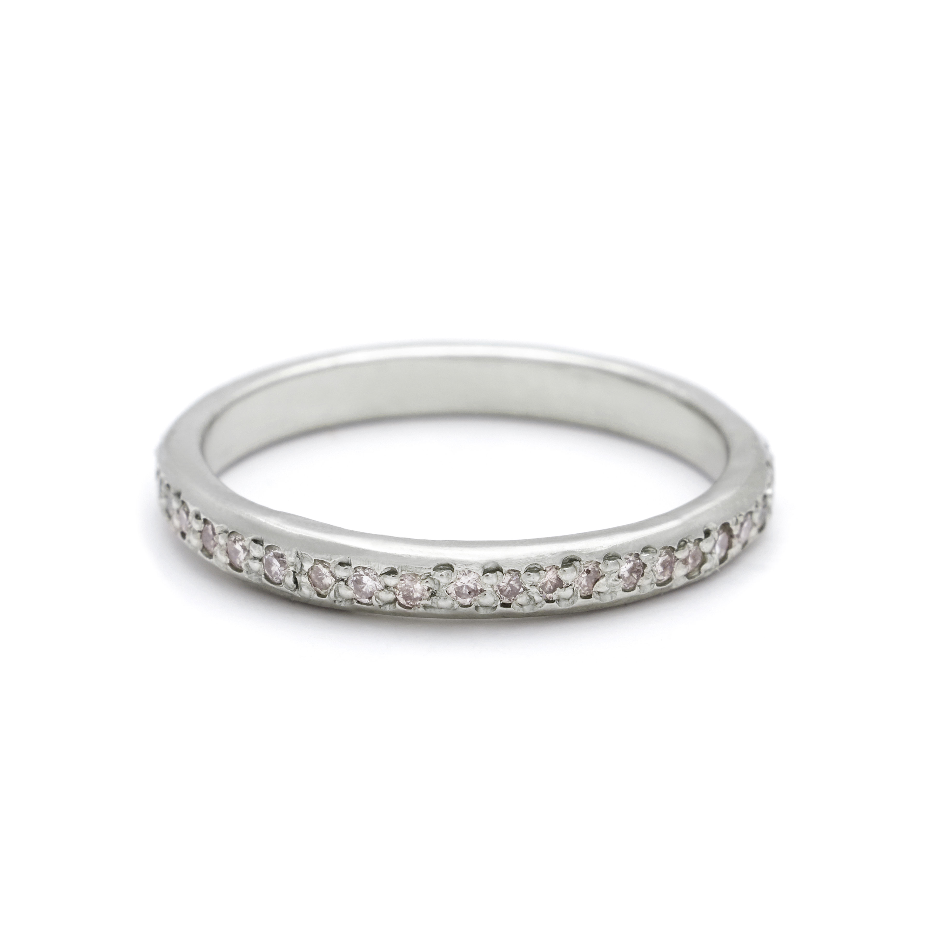 Platinum Women's Wedding Band Pink Tint Diamonds - Elisa Solomon Jewelry