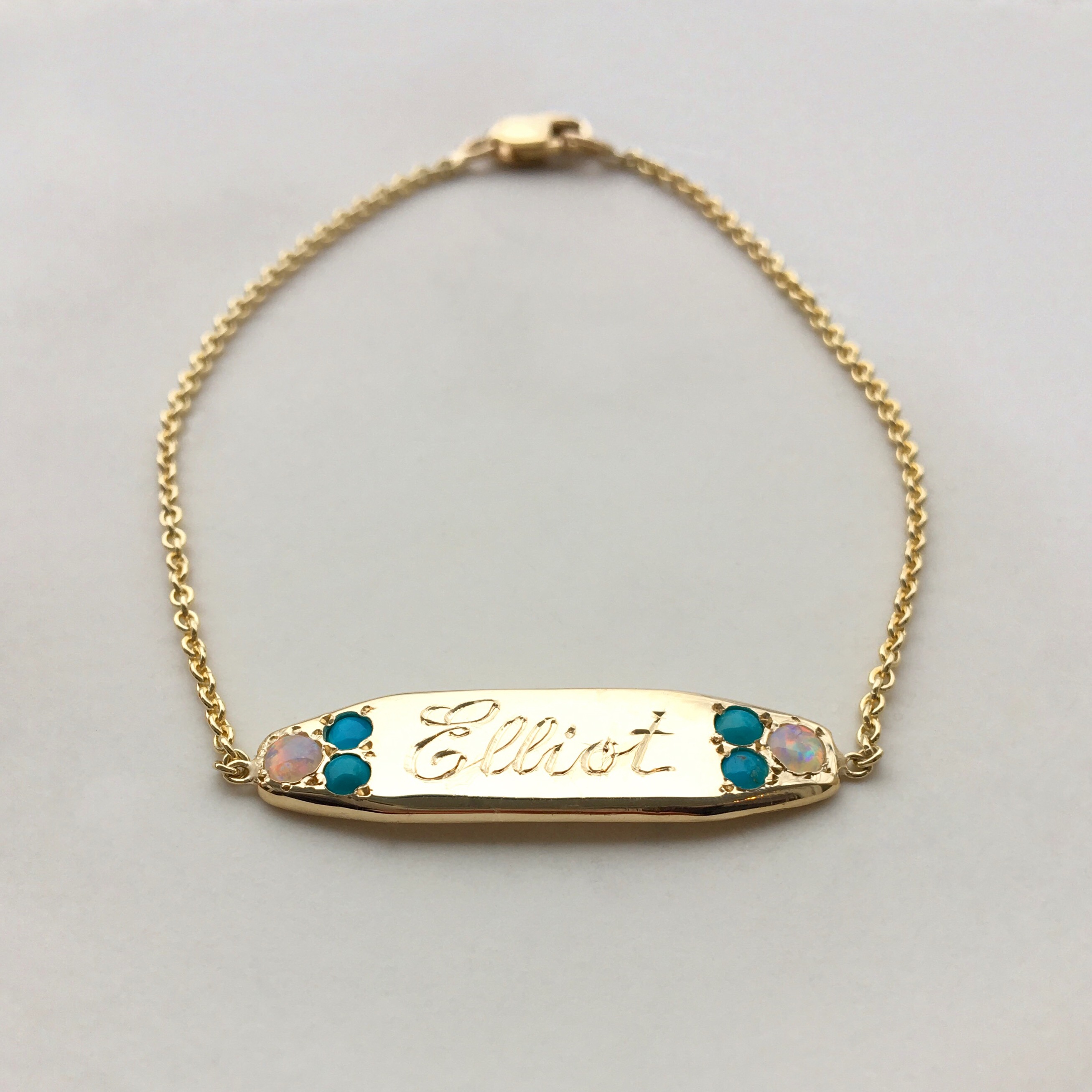 handmade personalized engraved gold bracelet