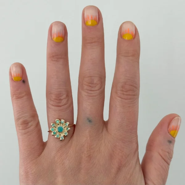 Yellow Gold Paraiba Daisy Ring