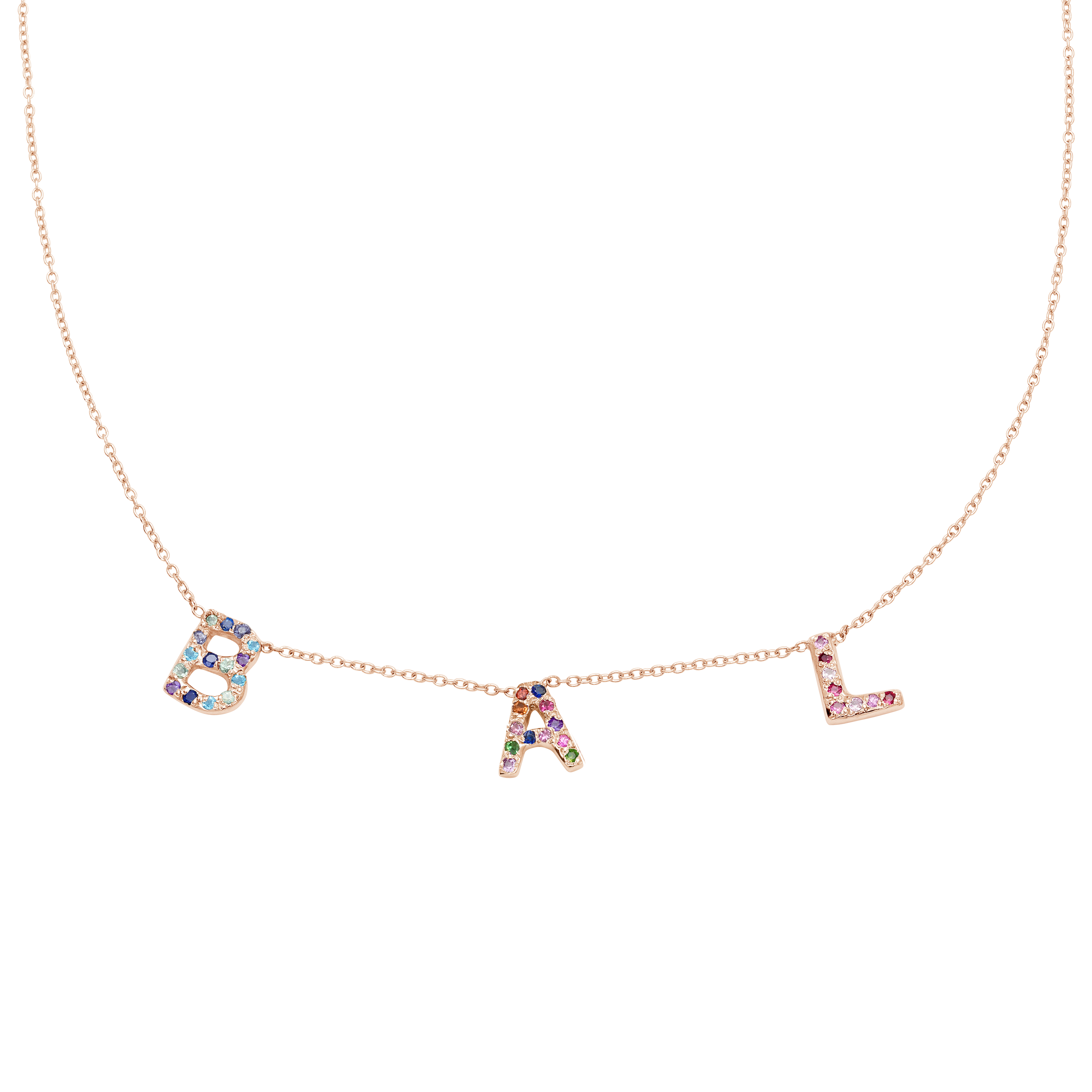 3 Letter Necklace in 14k Pink Gold