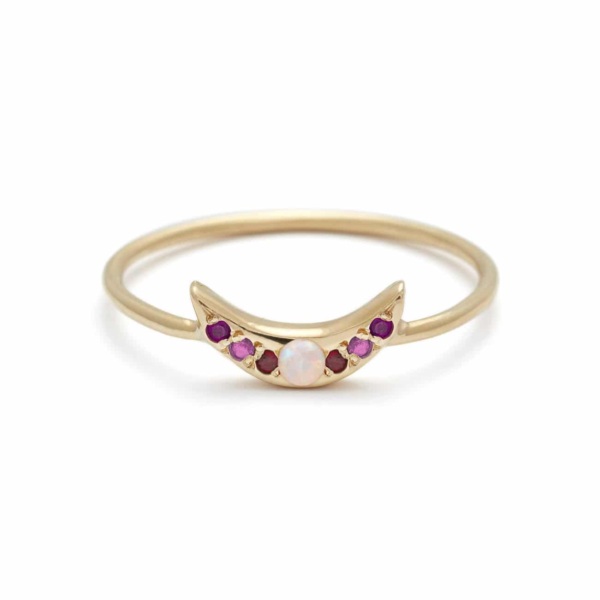 Mini Moon Ring - Personalize the Gemstones - 14k Yellow Gold