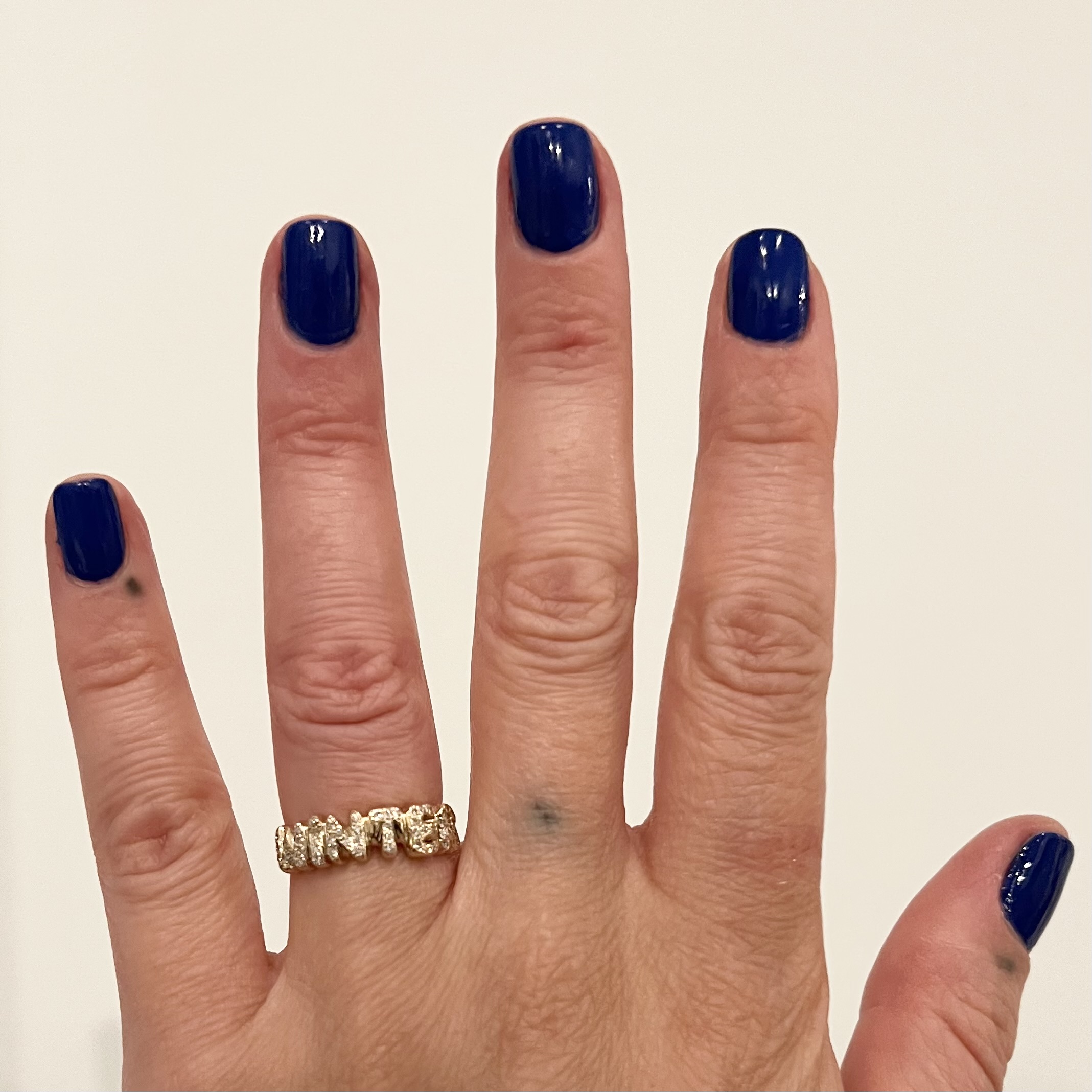 White Diamond Encrusted Custom Name Ring