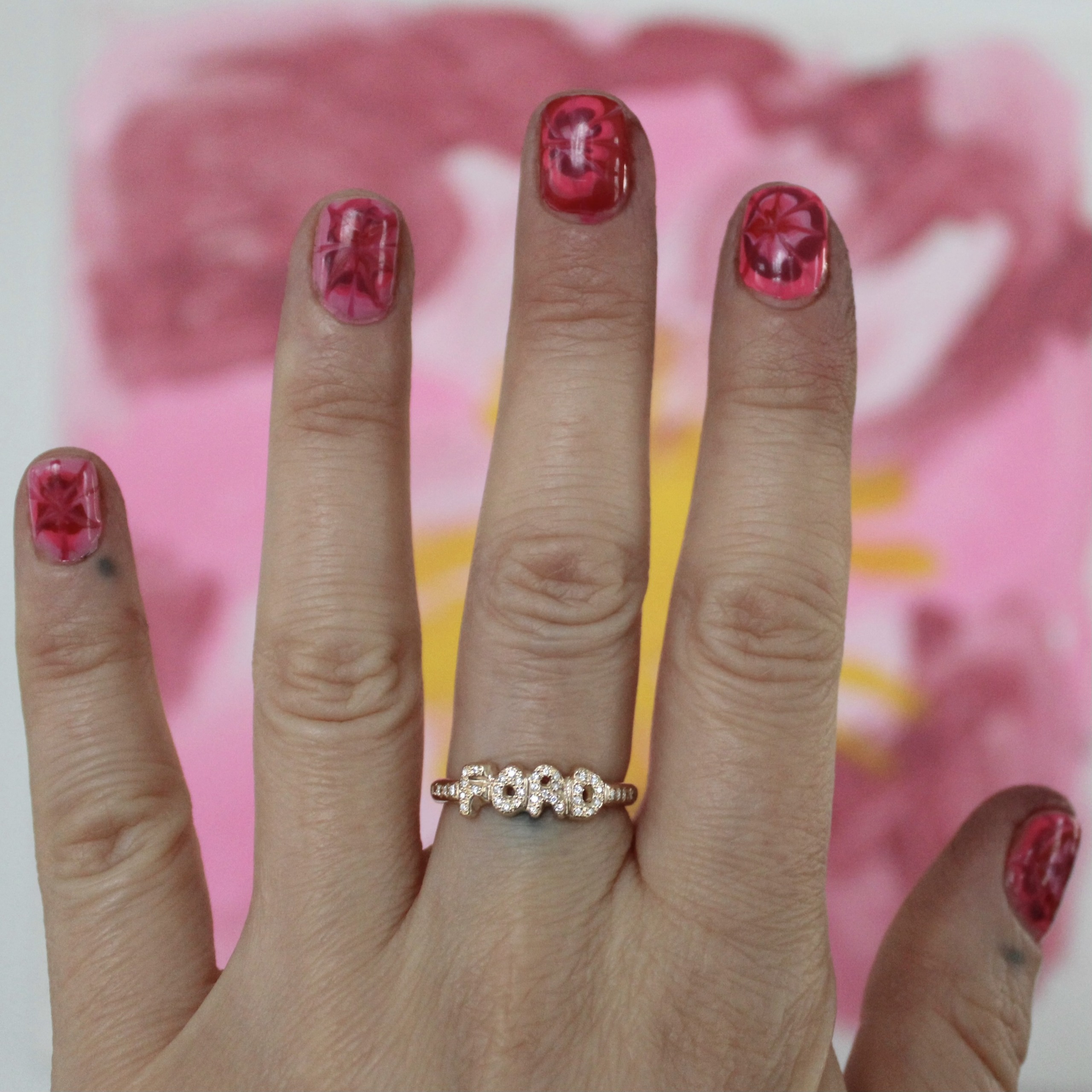 White Diamond Encrusted Custom Name Ring