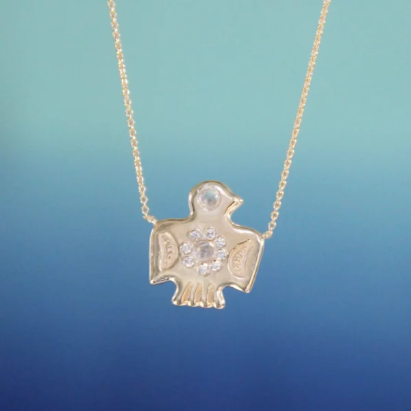 Moonstone Diamond Thunderbird Necklace