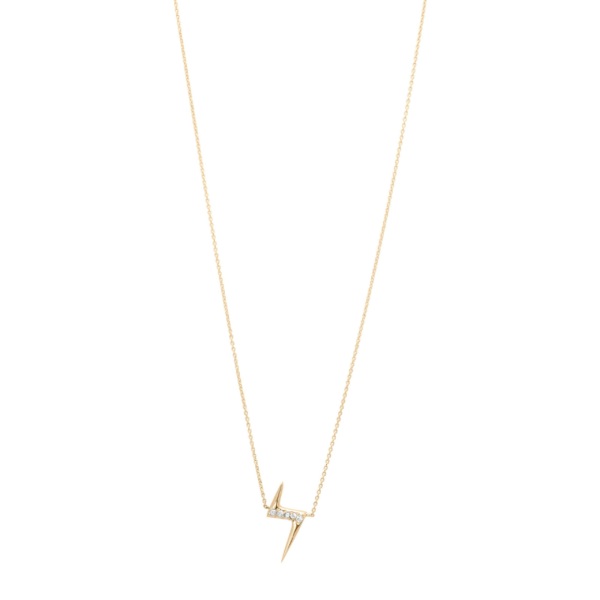 White Diamond Lightning Bolt Necklace in 14k Gold