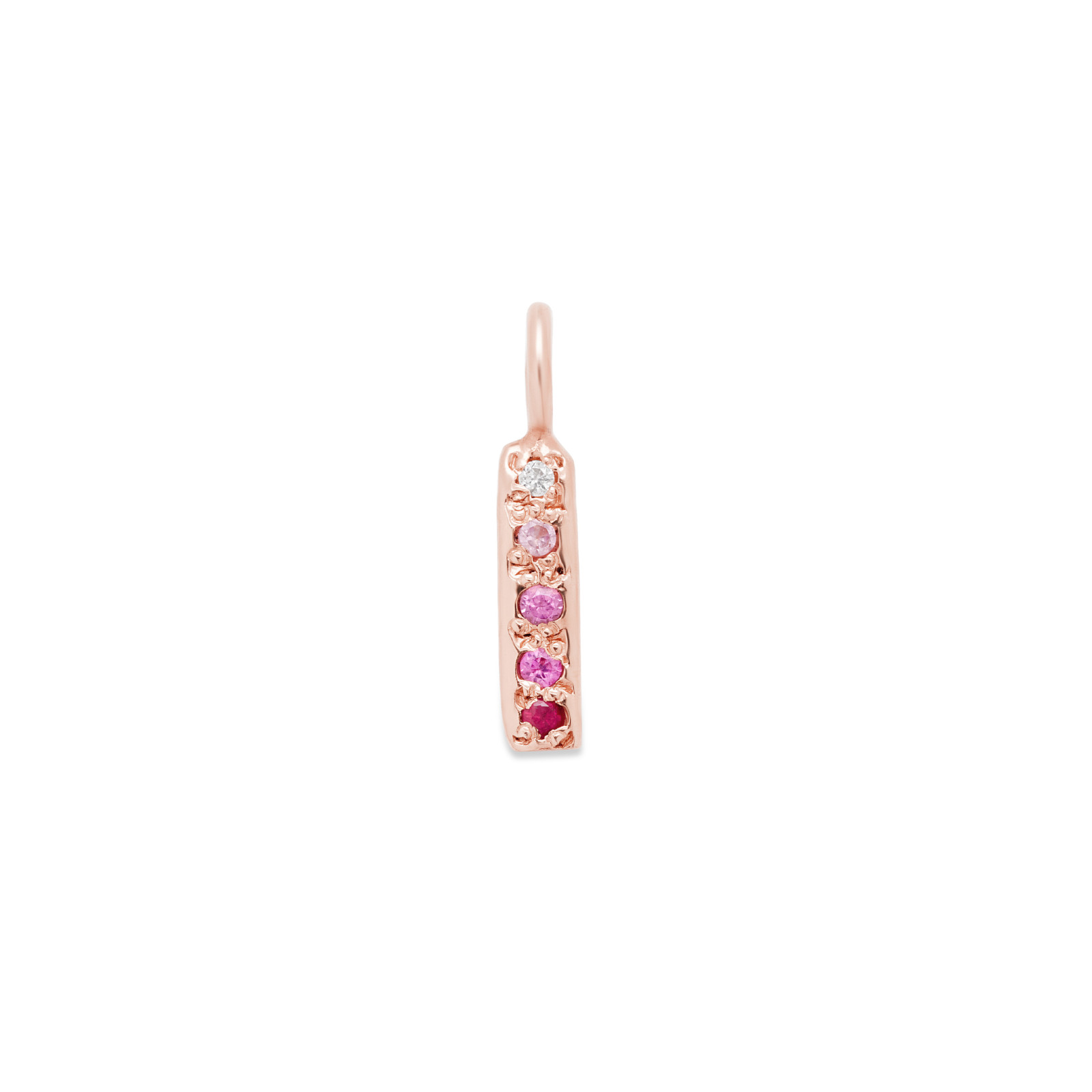 skinny bar charm necklace - customizable diamonds & gems - 14k pink gold