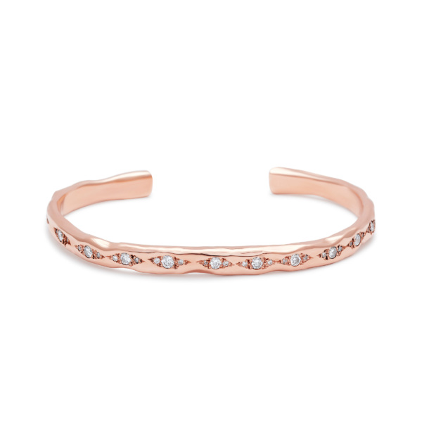 cuff bracelet pink gold white diamonds