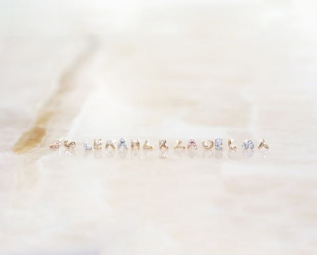 Diamond Hand-carved Letter Stud Earrings