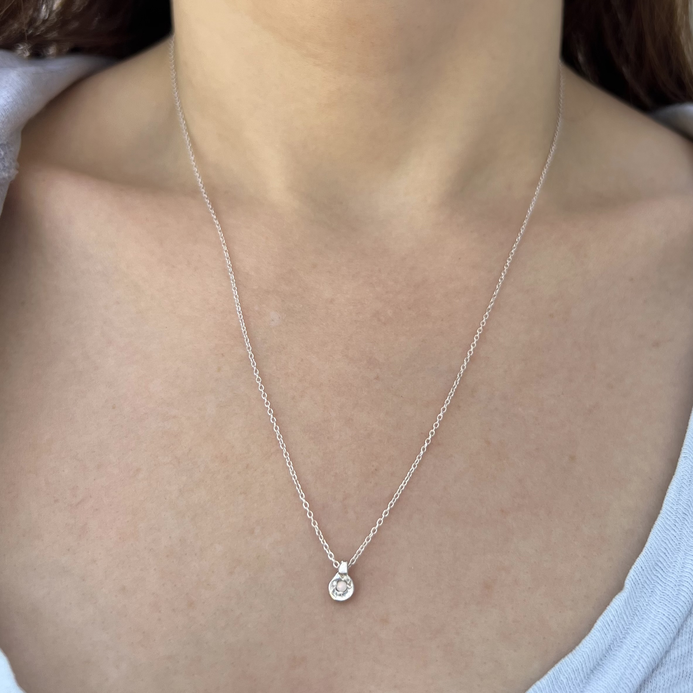 Silver Opal Peace Charm Necklace