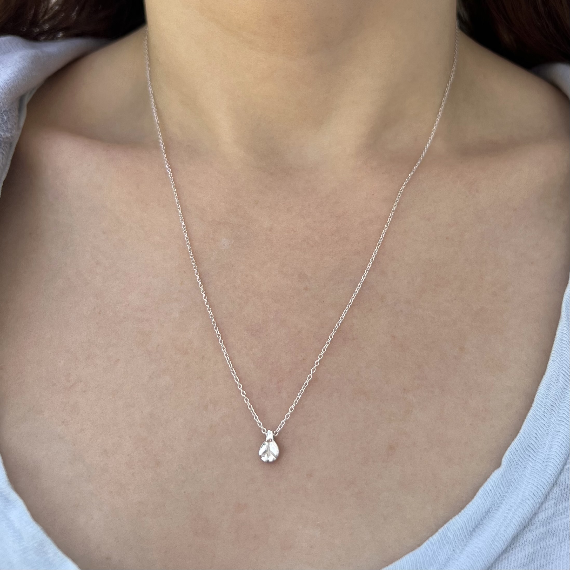 Silver Opal Peace Charm Necklace