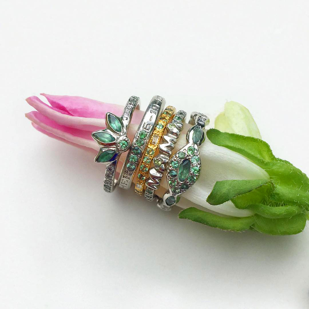 handmade three flower ring mama ring