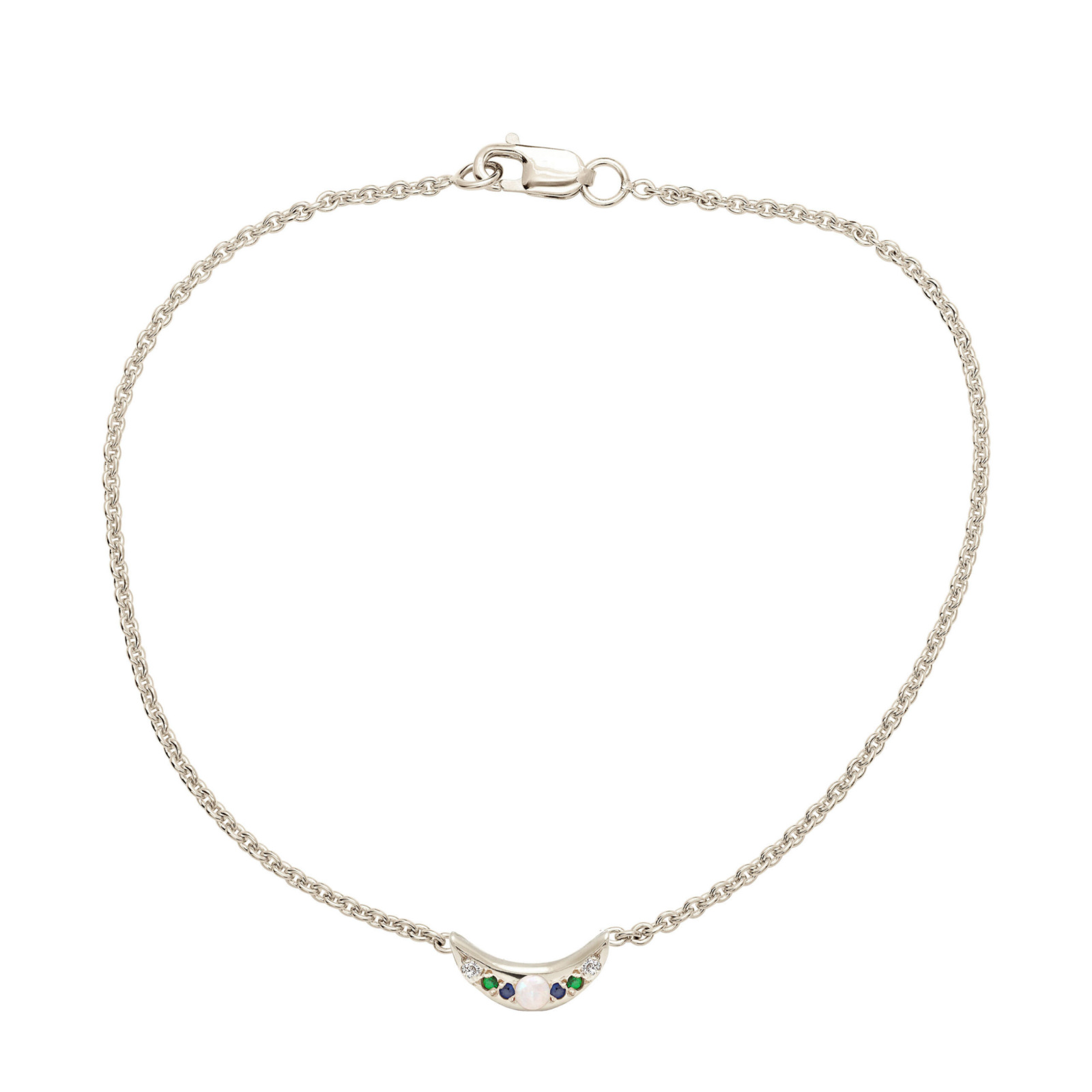 Custom Mini Moon Bracelet - White Gold