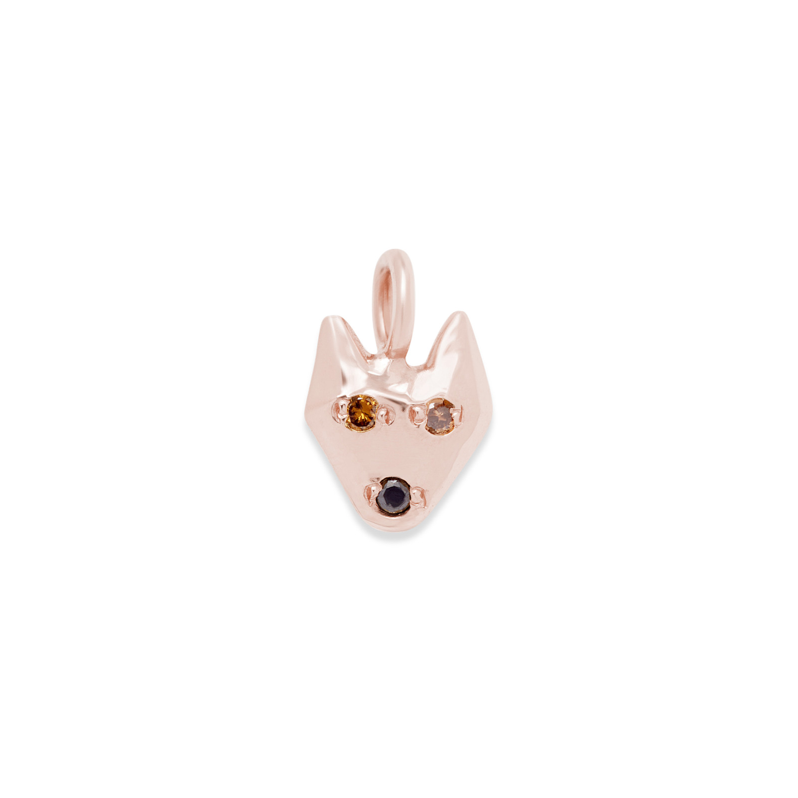 puppy dog charm 14k gold necklace - customizable diamonds & gems - 14k pink gold