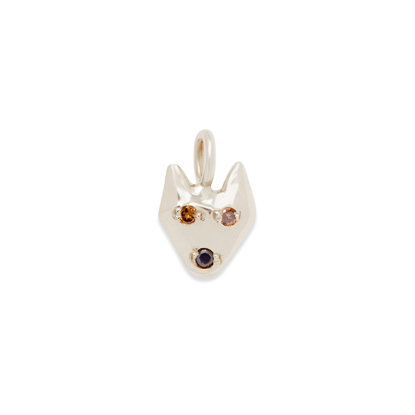 puppy dog charm 14k gold necklace - customizable diamonds & gems - 14k white gold