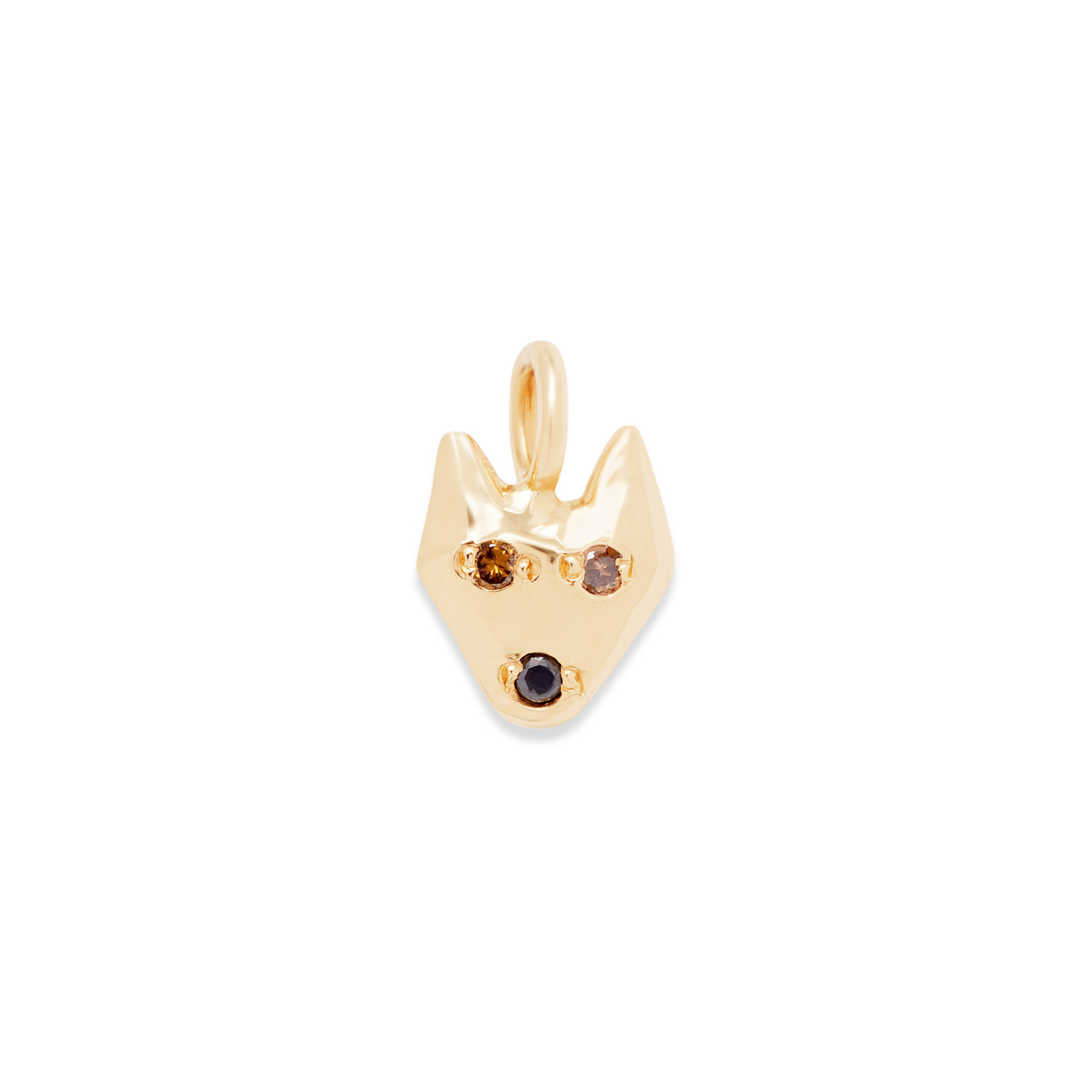 puppy dog charm 14k gold necklace - customizable diamonds & gems - 14k yellow gold