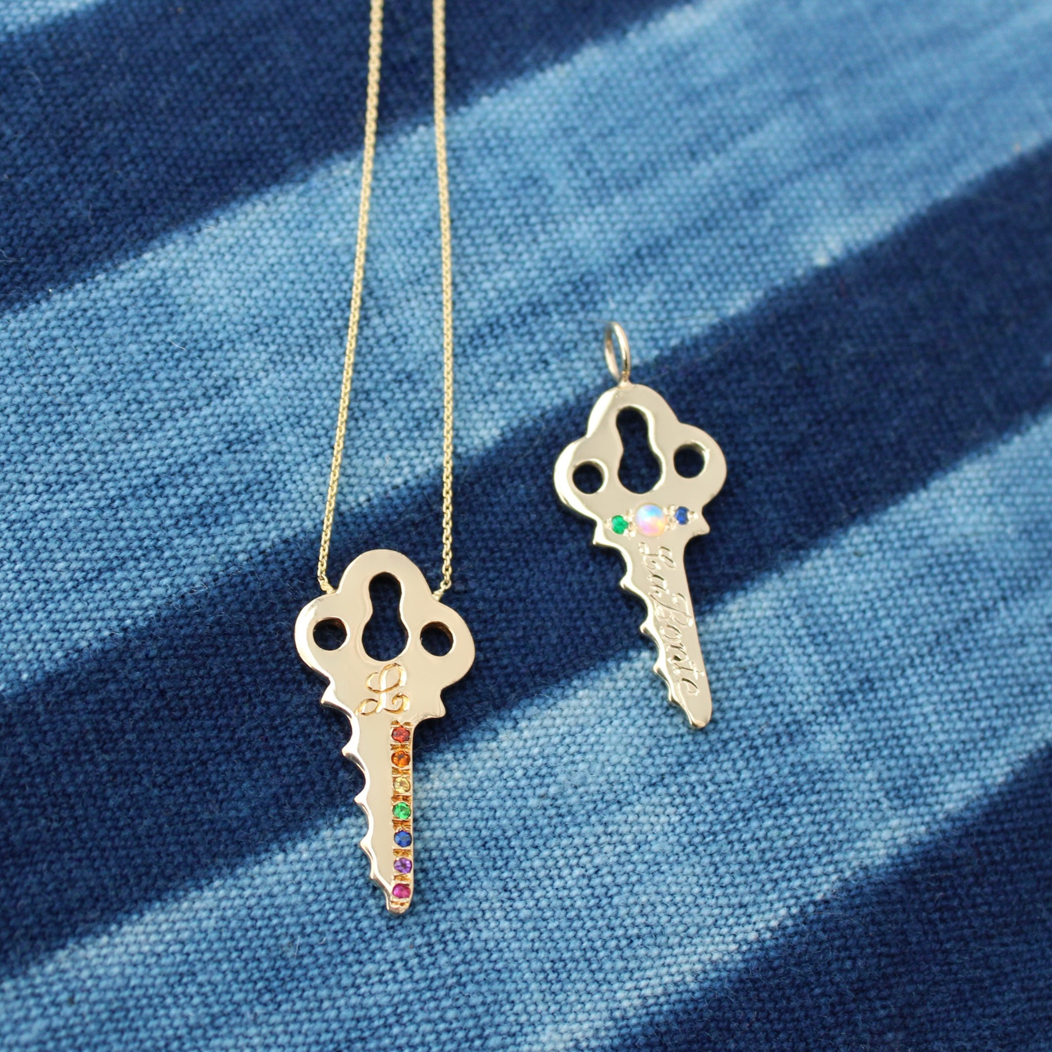personalized key necklaces gemstones engraved