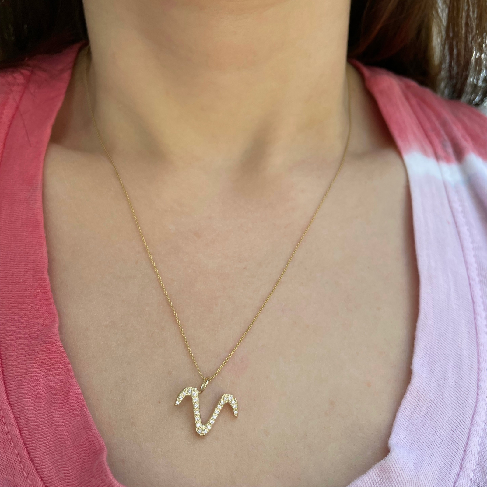 Aries zodiac sign charm pendant necklace