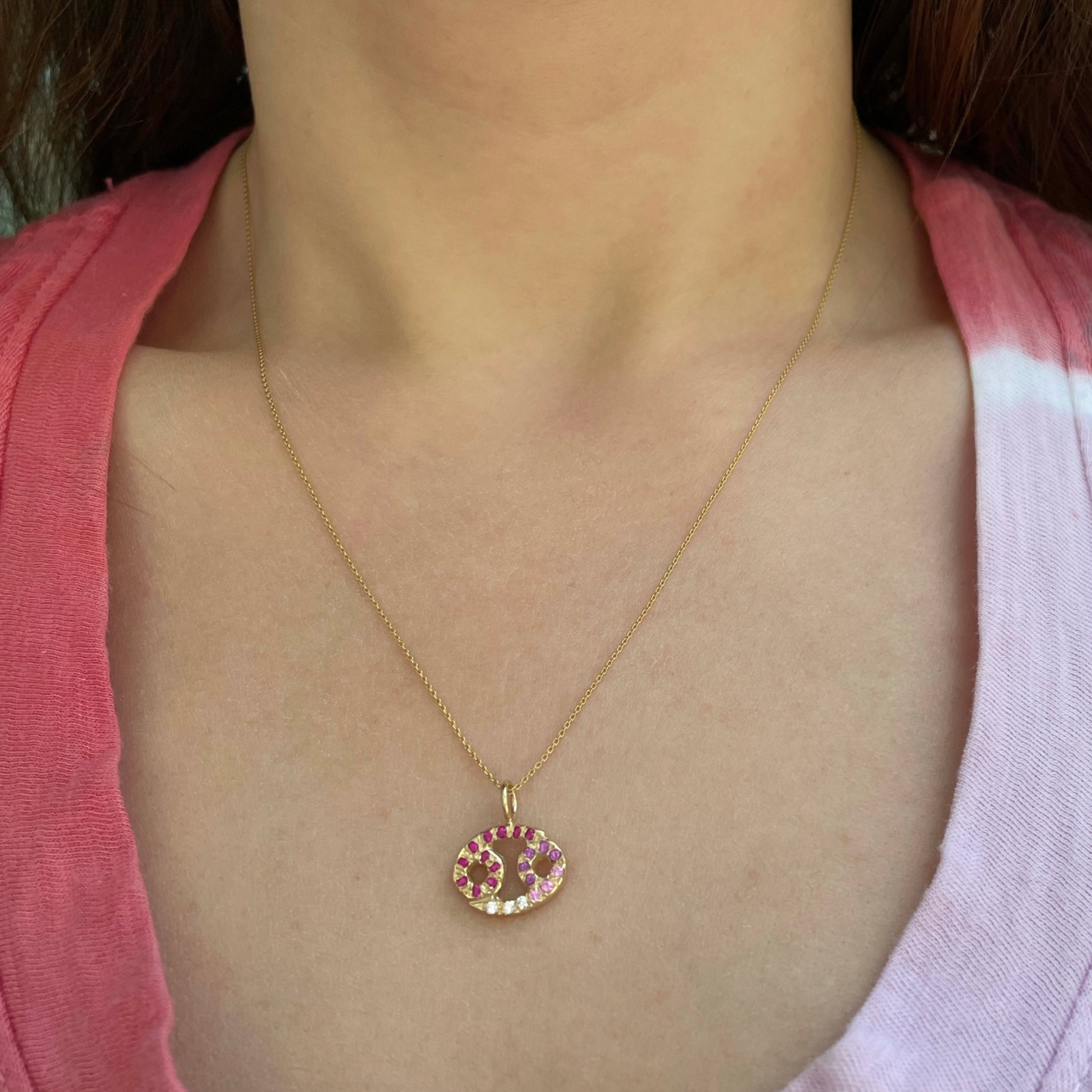 Cancer zodiac sign charm pendant necklace