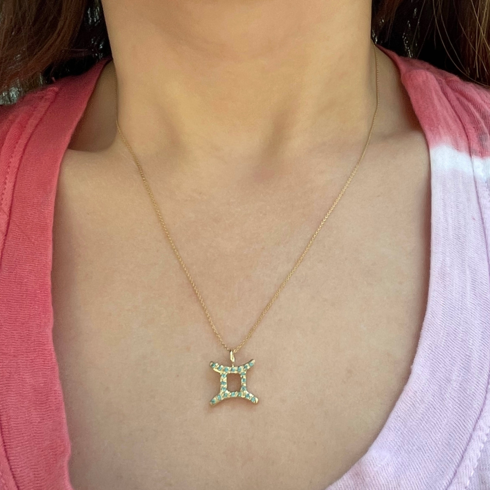 Gemini zodiac sign charm pendant necklace