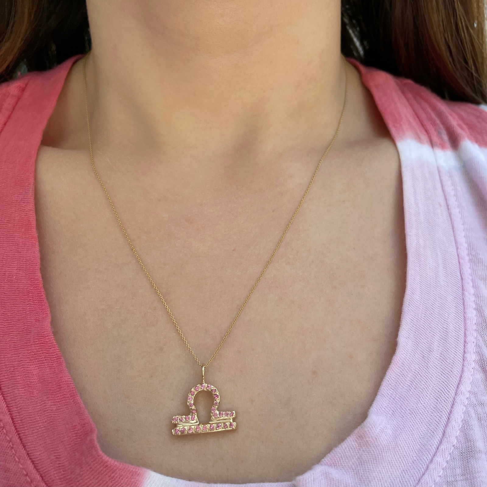 Libra zodiac sign charm pendant necklace