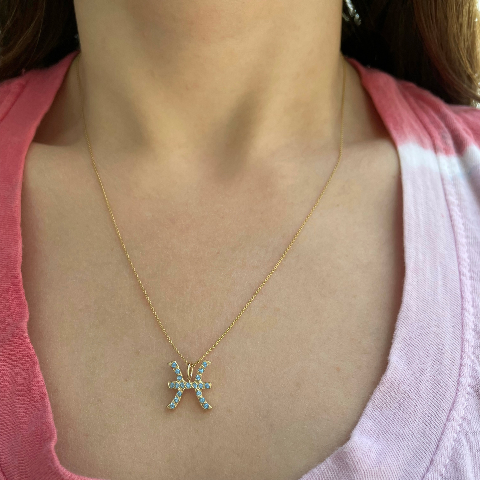 Pisces zodiac sign charm pendant necklace