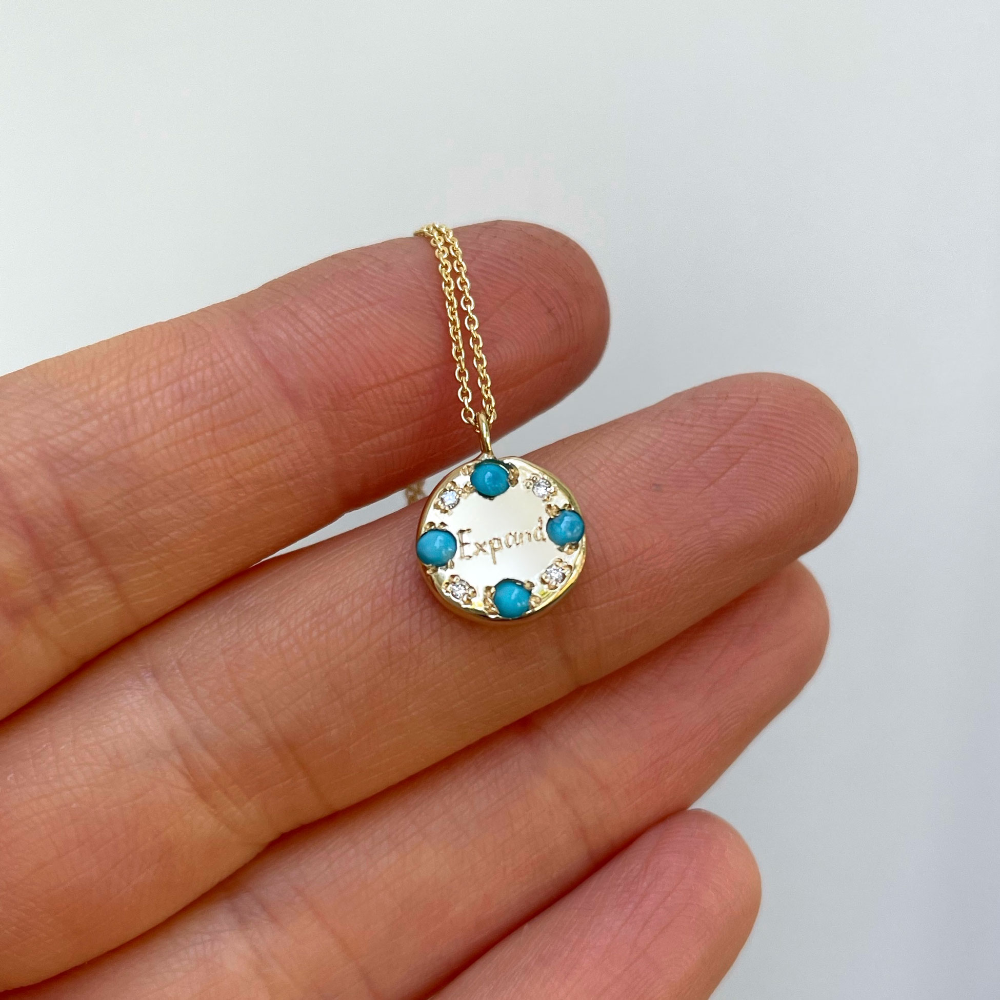 personalized circle charm necklaces with gemstones, diamonds and engraving