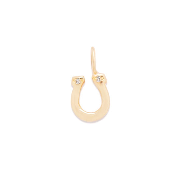 horseshoe charm necklace in 14k yellow gold with diamonds or gemstones