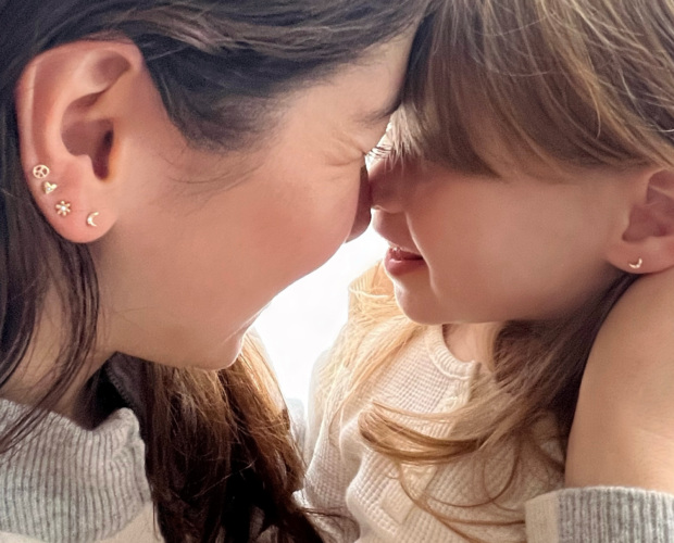 tiny moon stud earrings matching for kid and parent