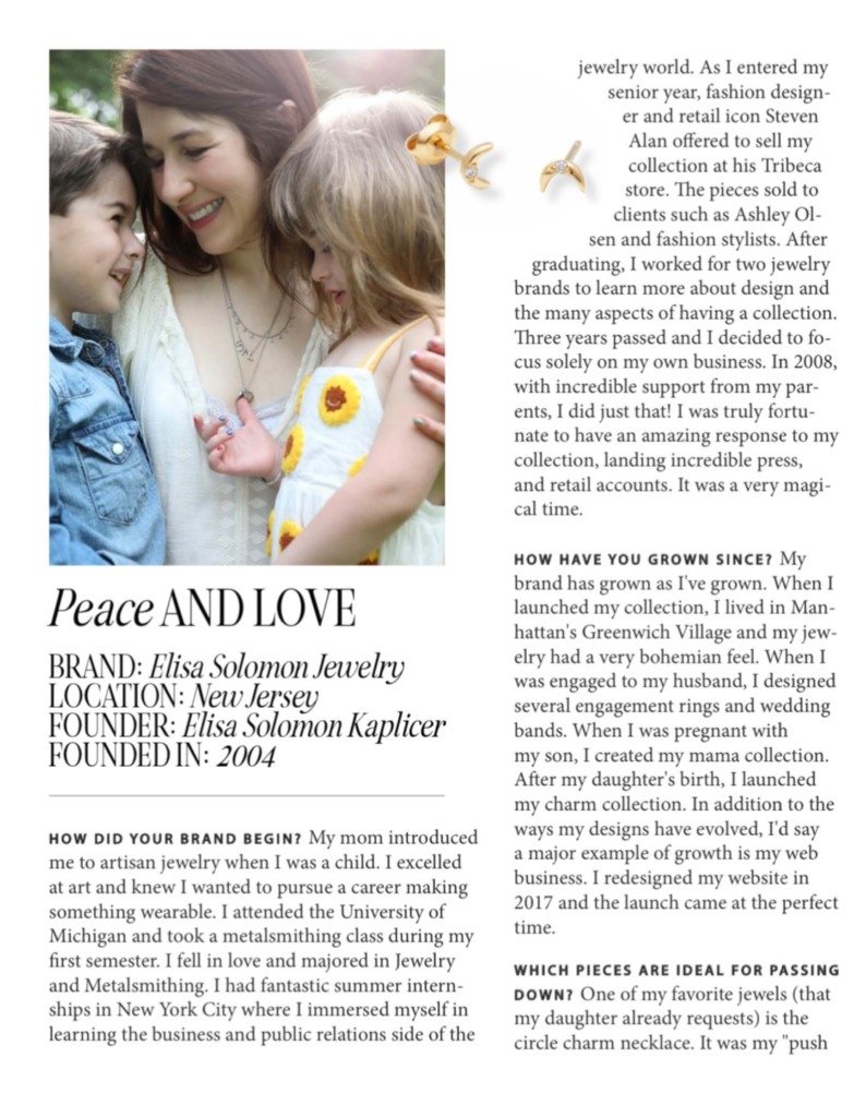 mini magazine summer 2023 interview with Elisa Solomon Jewelry