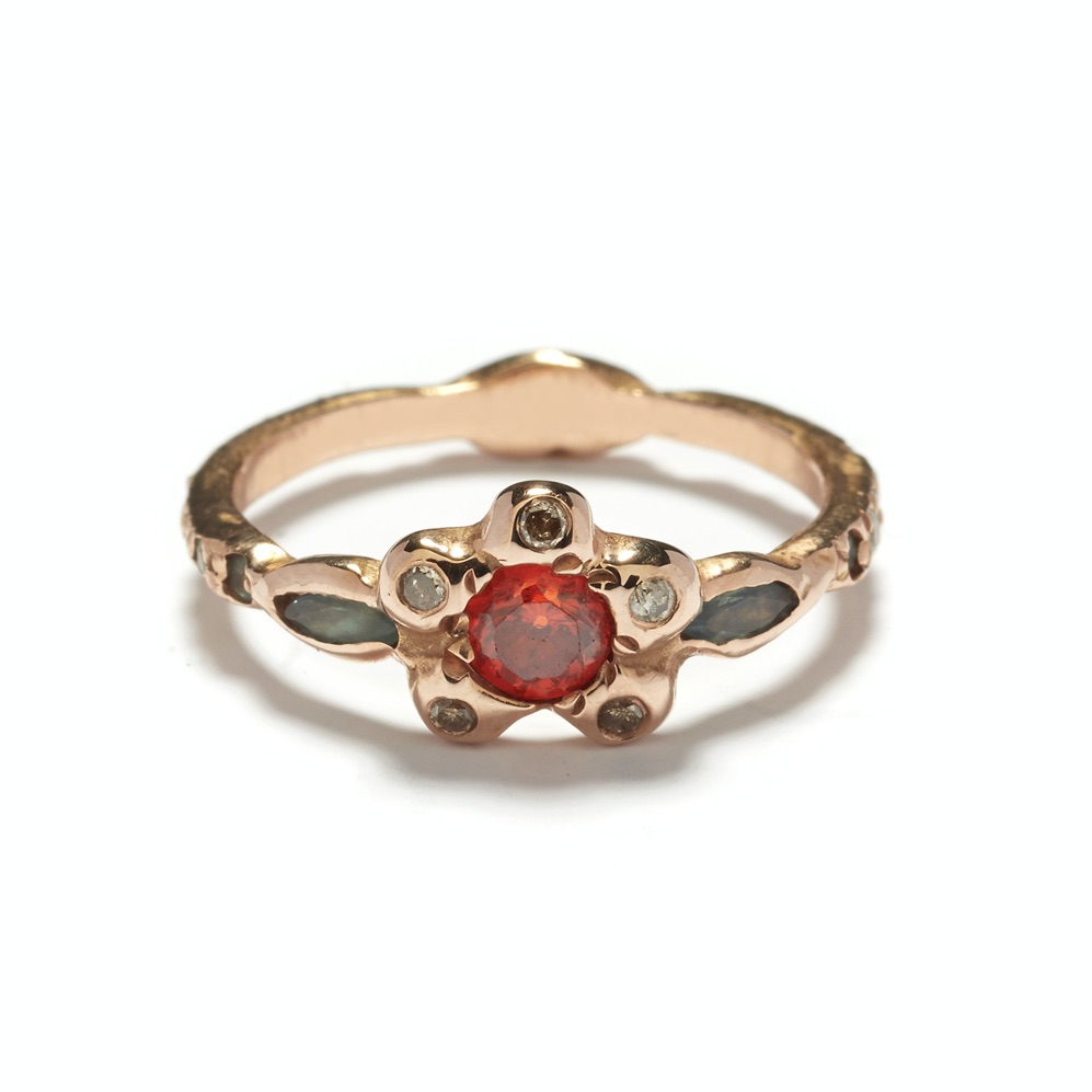 Orange Sapphire Flower Power Ring