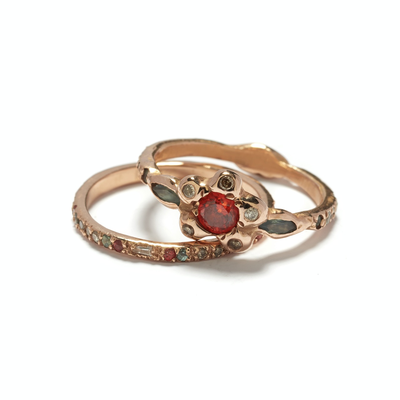 Orange Sapphire Flower Power Ring