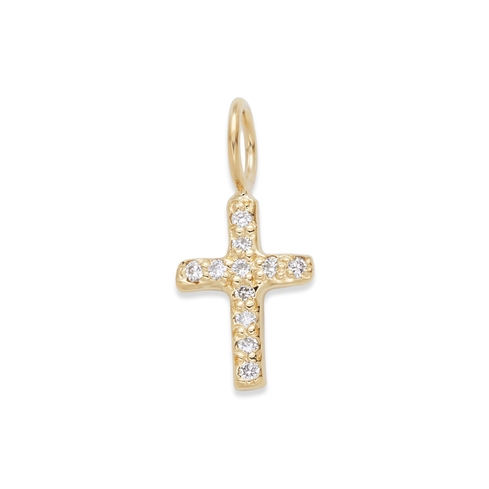 cross charm with diamonds in 14k yellow gold