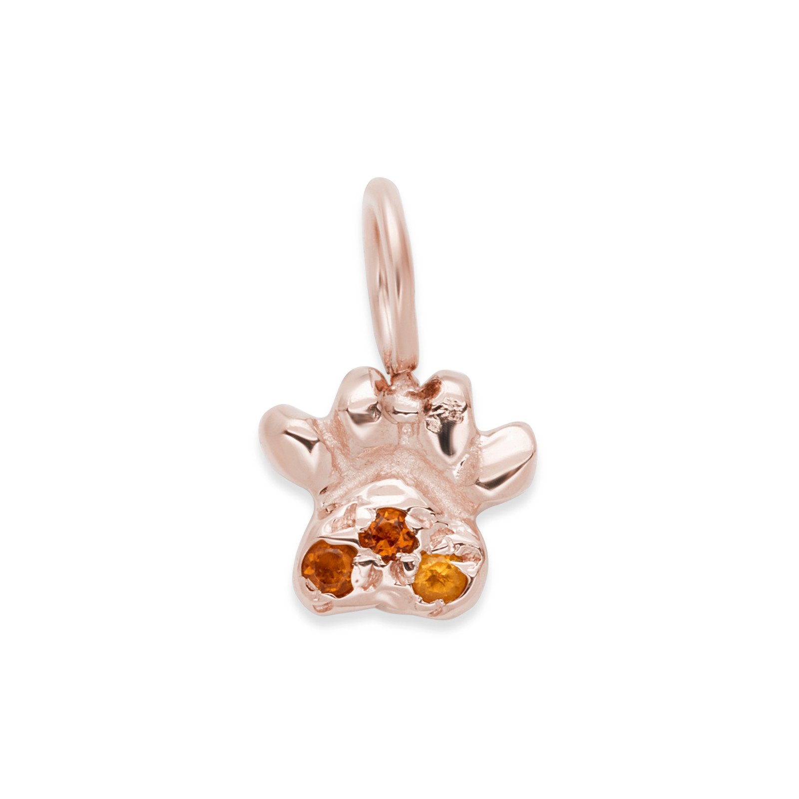 Paw shaped 14k pink gold charm with citrines - cusotmize which gemstones or meaningful birthstones