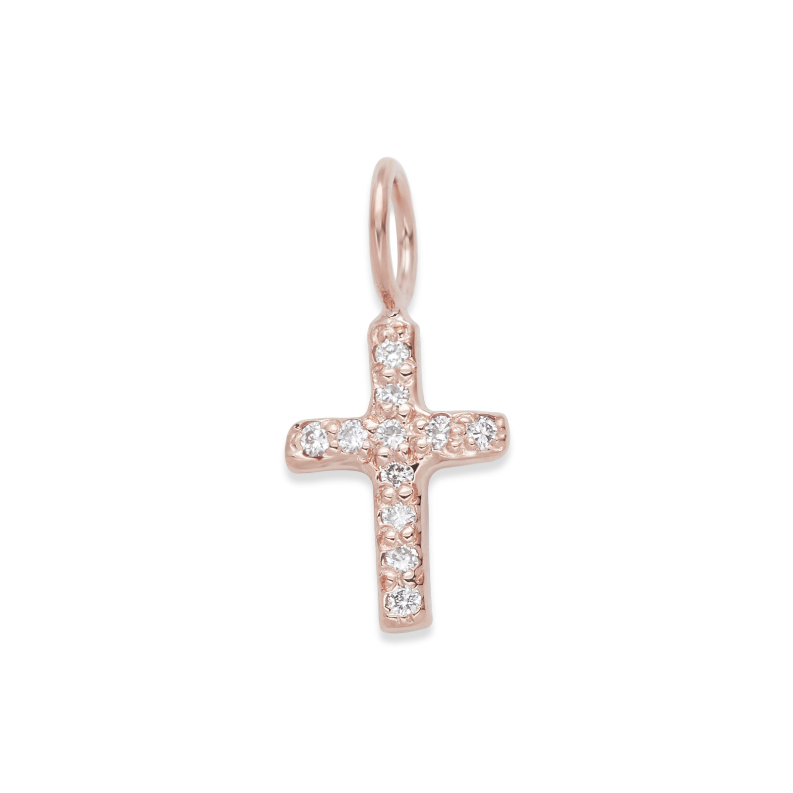 cross charm with diamonds in 14k pink gold