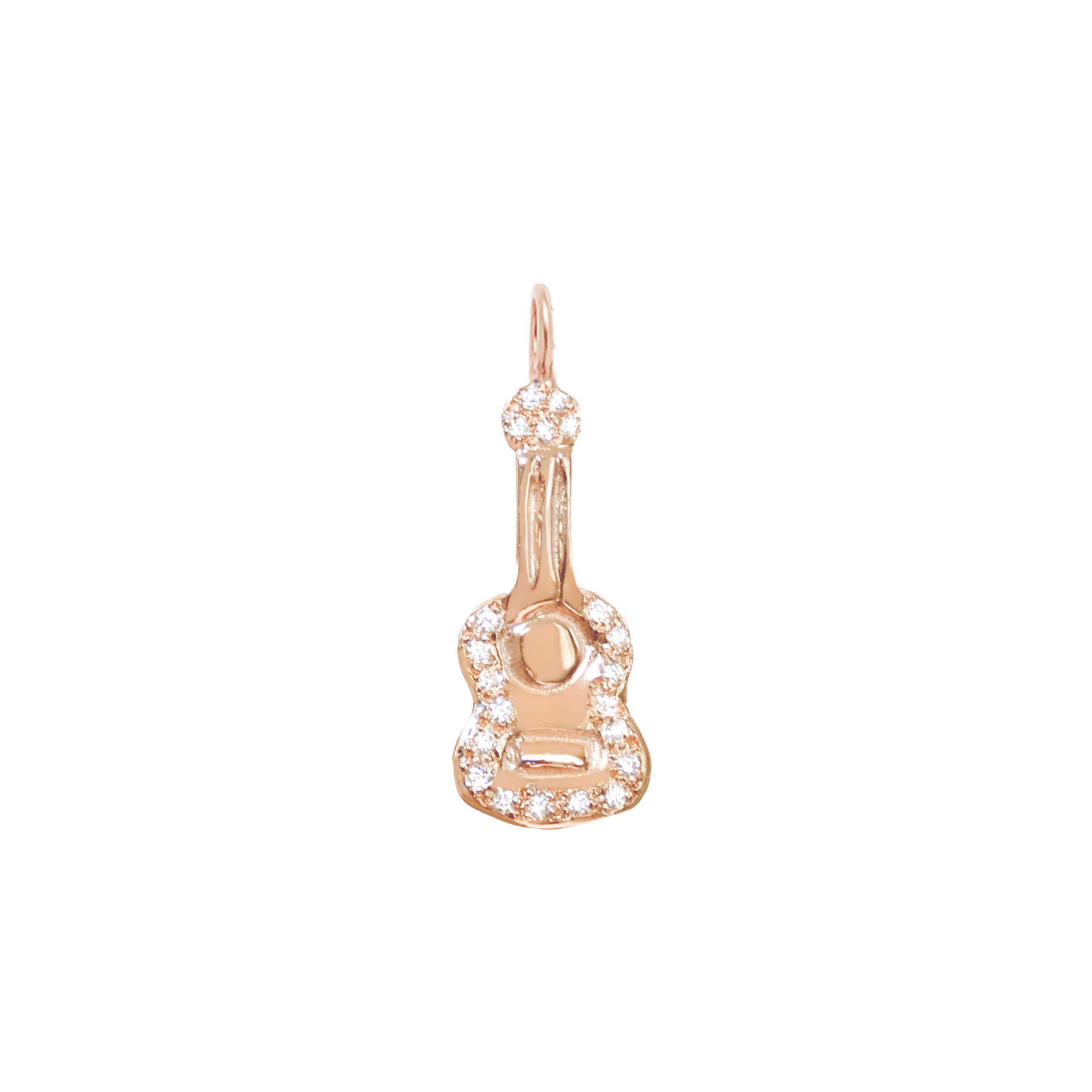 guitar charm in 14k pink gold with diamonds