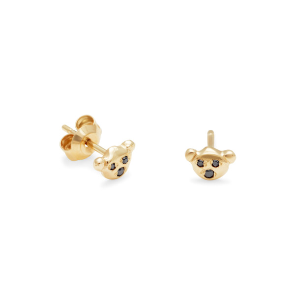 Bear Face Studs - 14k Yellow Gold