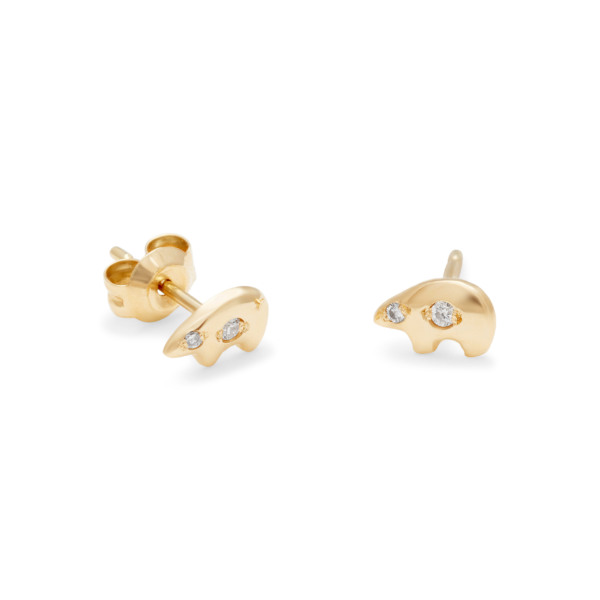 Bear Studs - 14k Yellow Gold